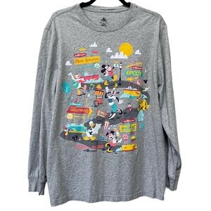 Walt Disney World Play in The Park Size XL Grey Heathered Long Sleeve Shirt